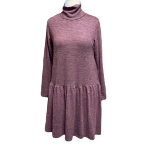 Yelete L/S Turtleneck Wine Red Baby Doll Dress NWT